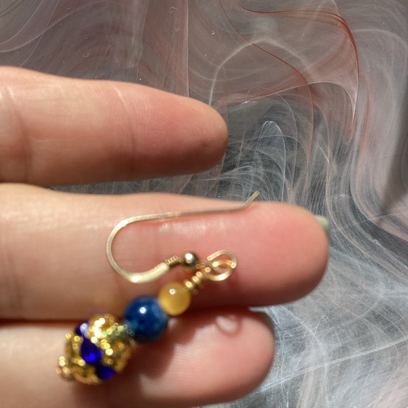 Blue and gold earrings - Picture 6 of 6